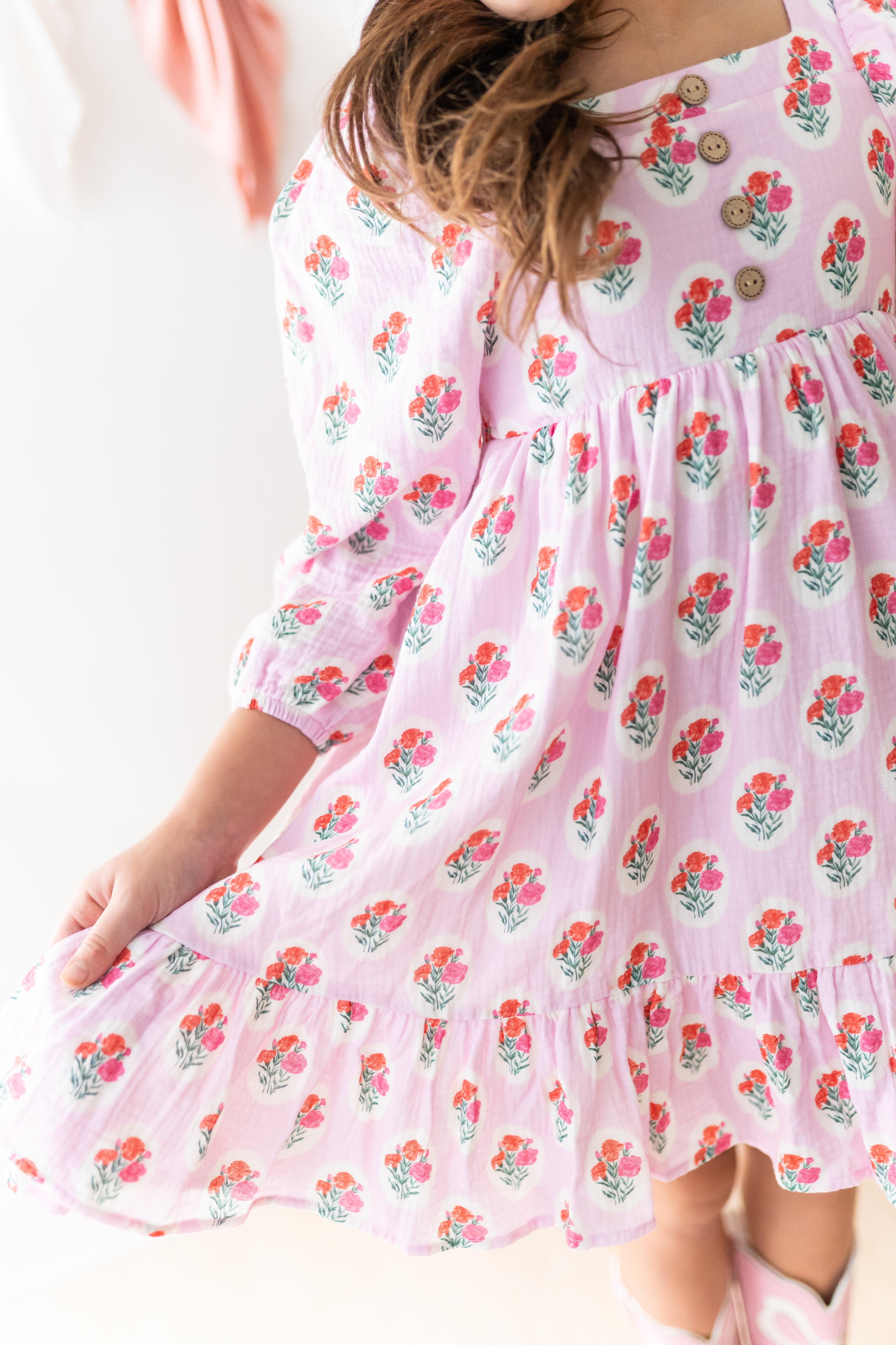 Puff Sleeve Gauze Dress - Berry Sweet