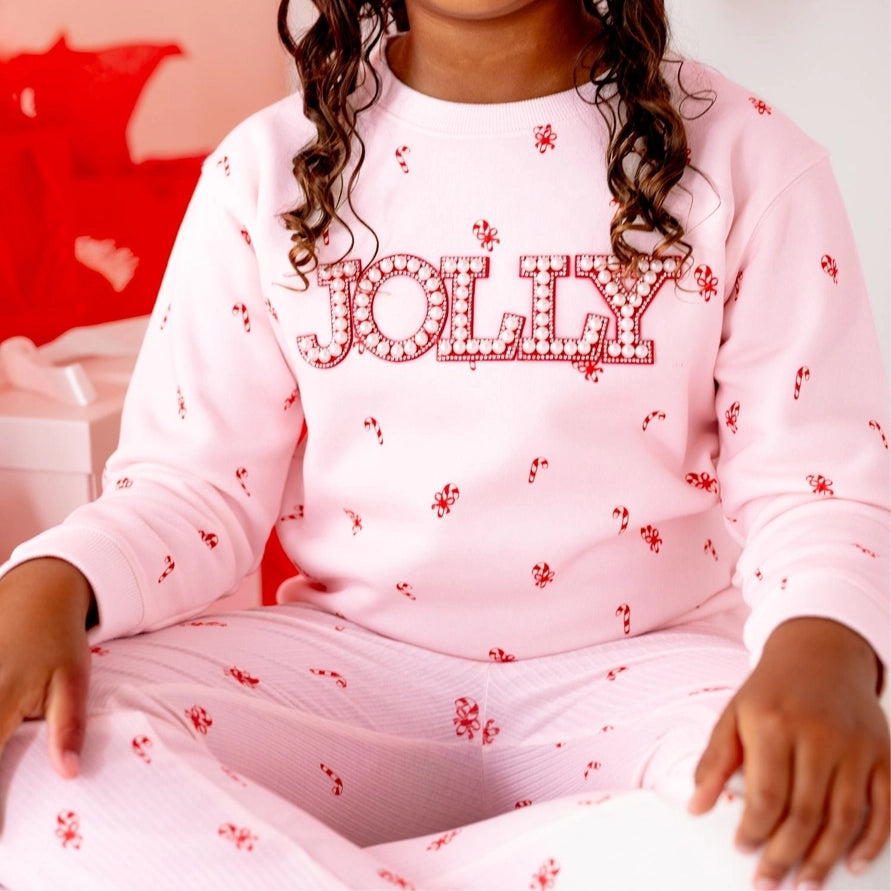 Sweet Wink Sweatshirt - Jolly Pearl Patch Candy Cane