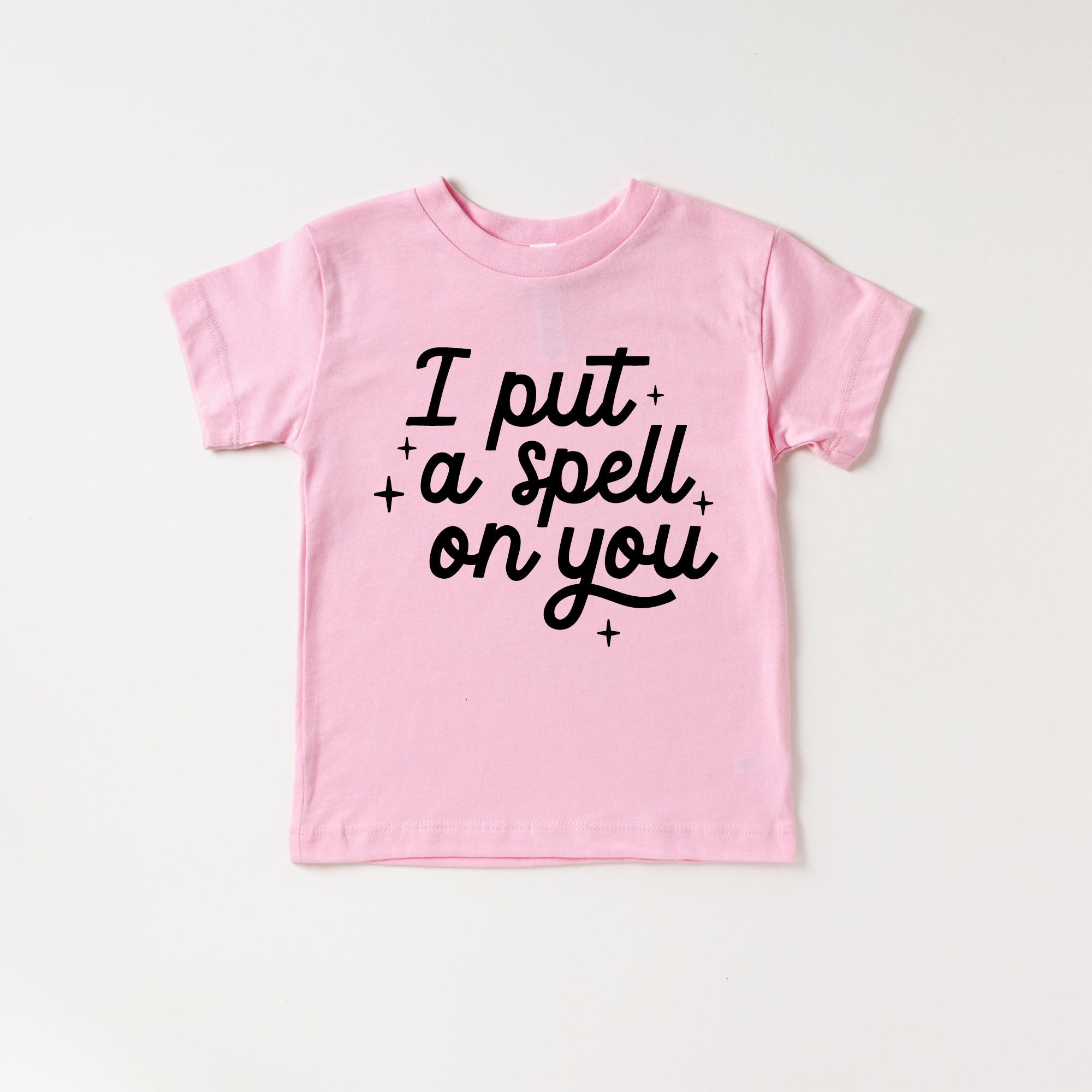 I put a spell on you Halloween Toddler and Youth Shirt: Peach / Black / 2T