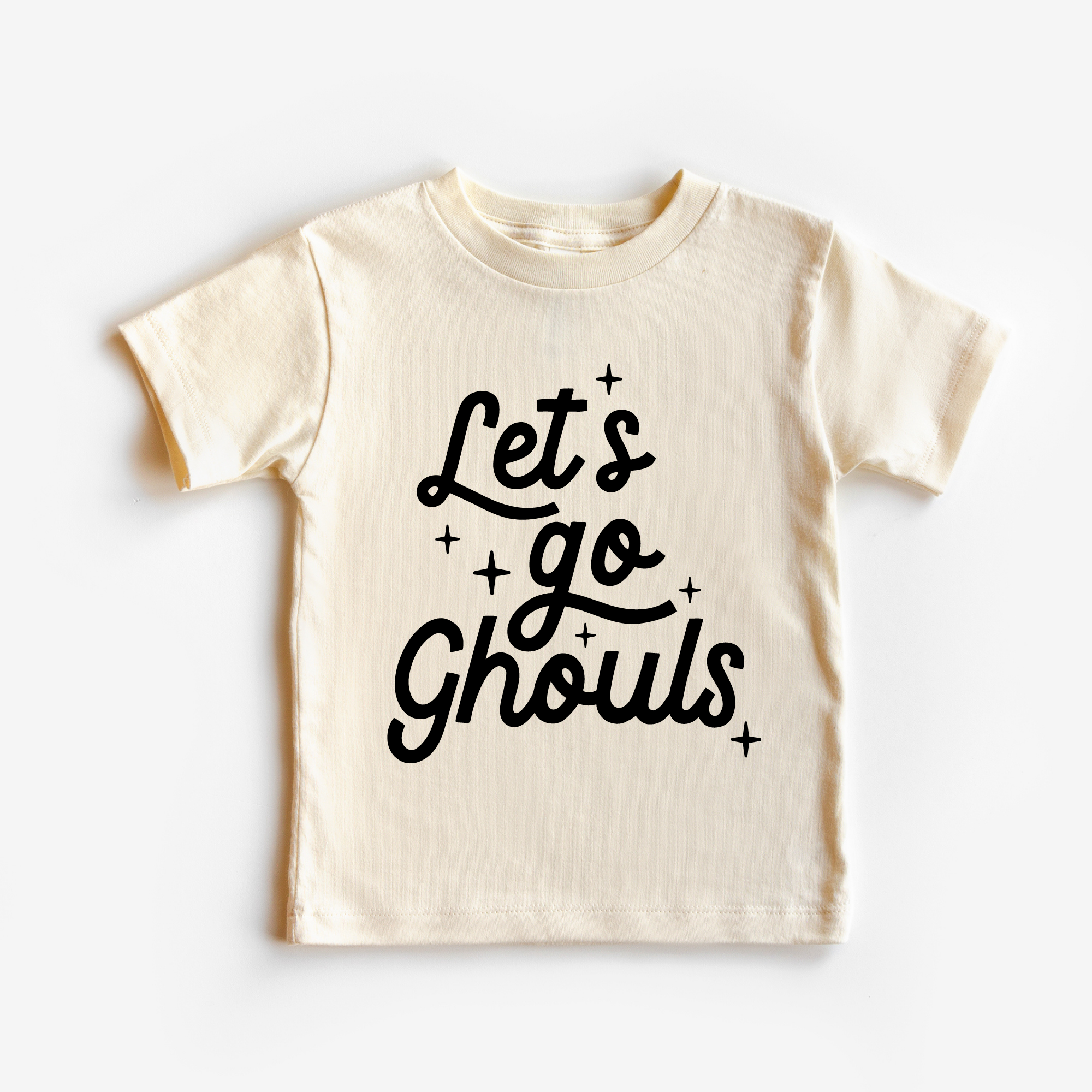 Let's go Ghouls Halloween Toddler and Youth Shirt: Peach / Black / 2T