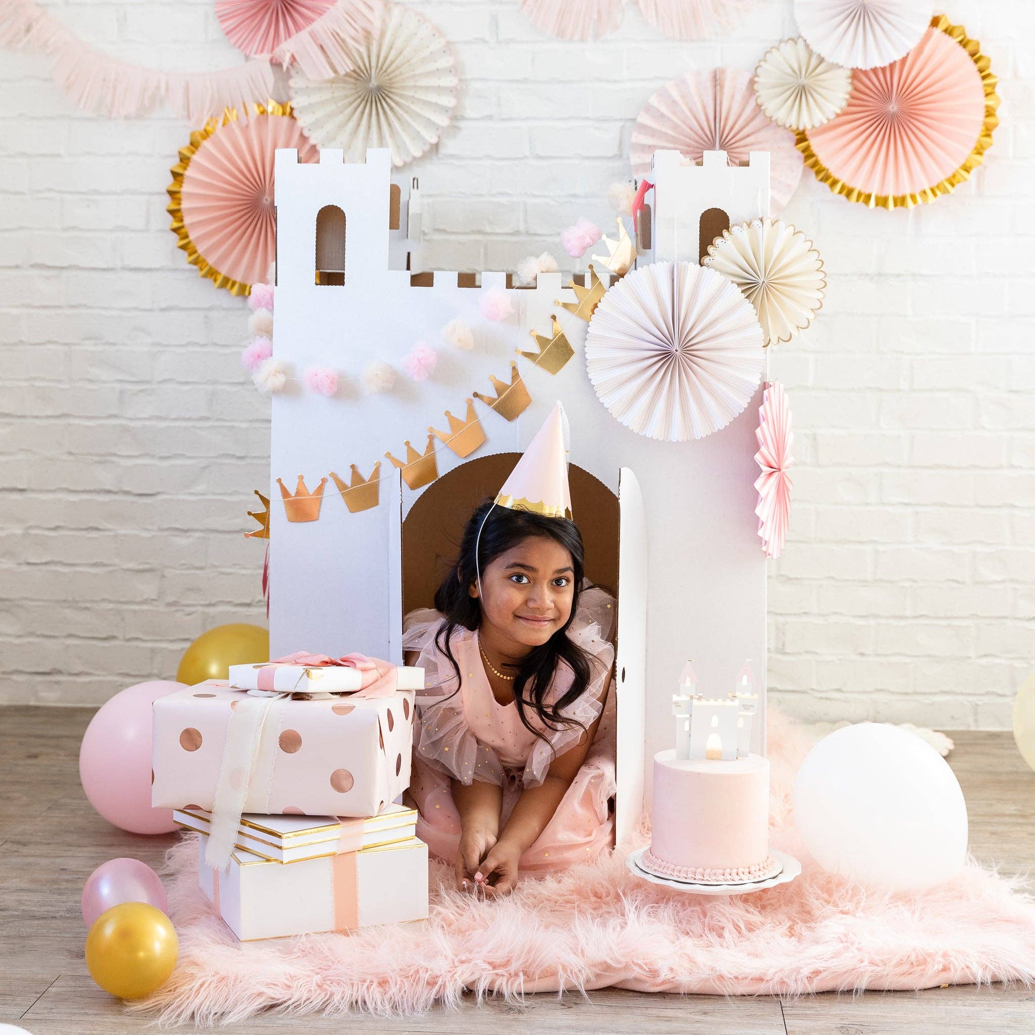 Princess Crowns and Pom Pom Tulle Banner Set