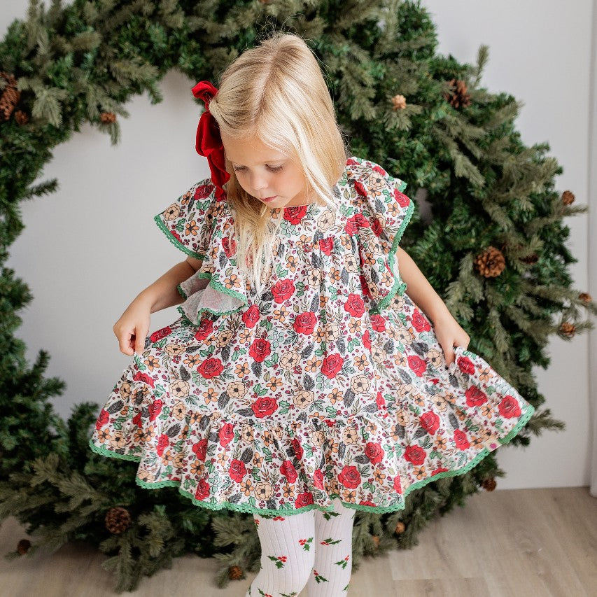 Nora Dress - Jingle Bell Blooms (Final Sale)