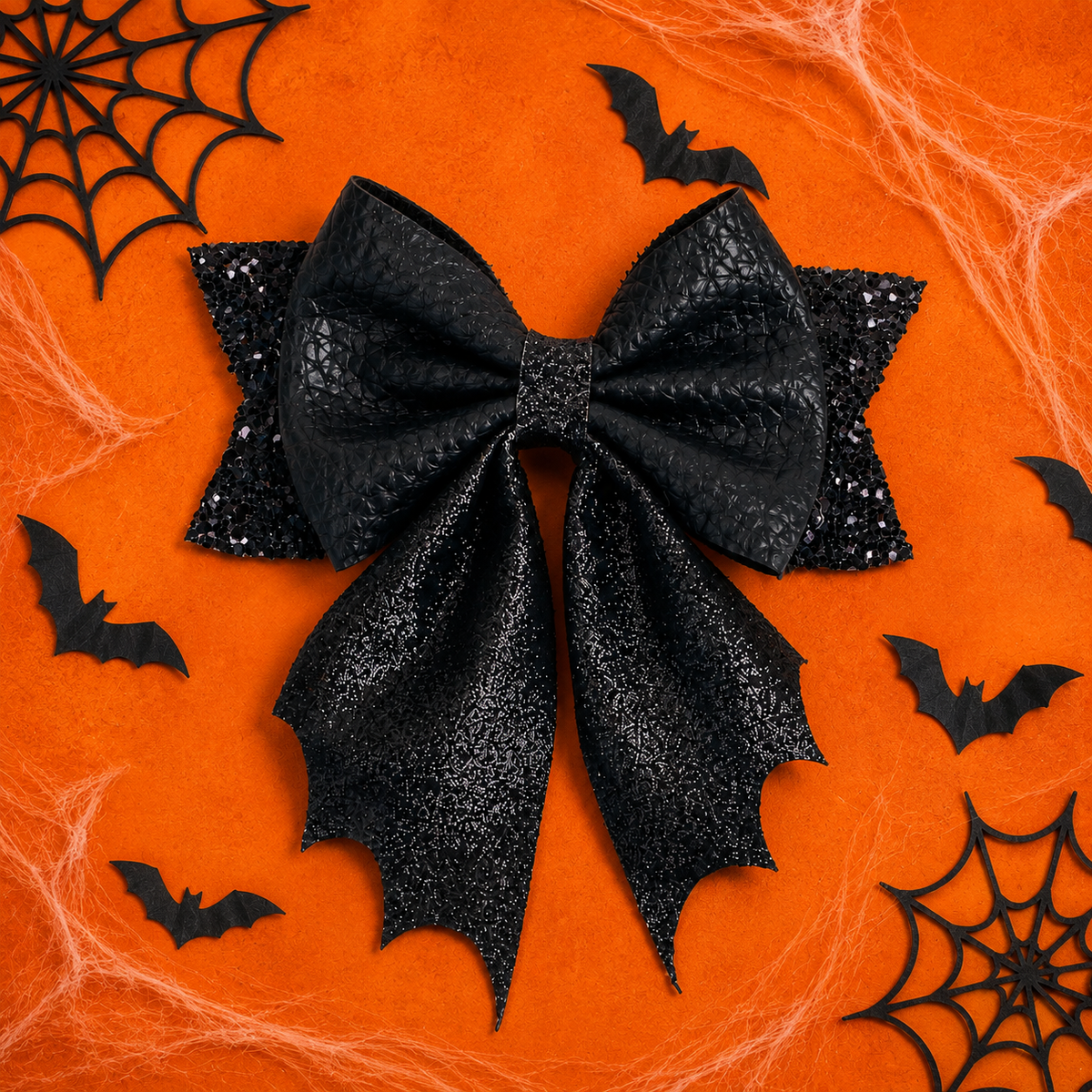 Glitter Hair Bow - Bat Queen