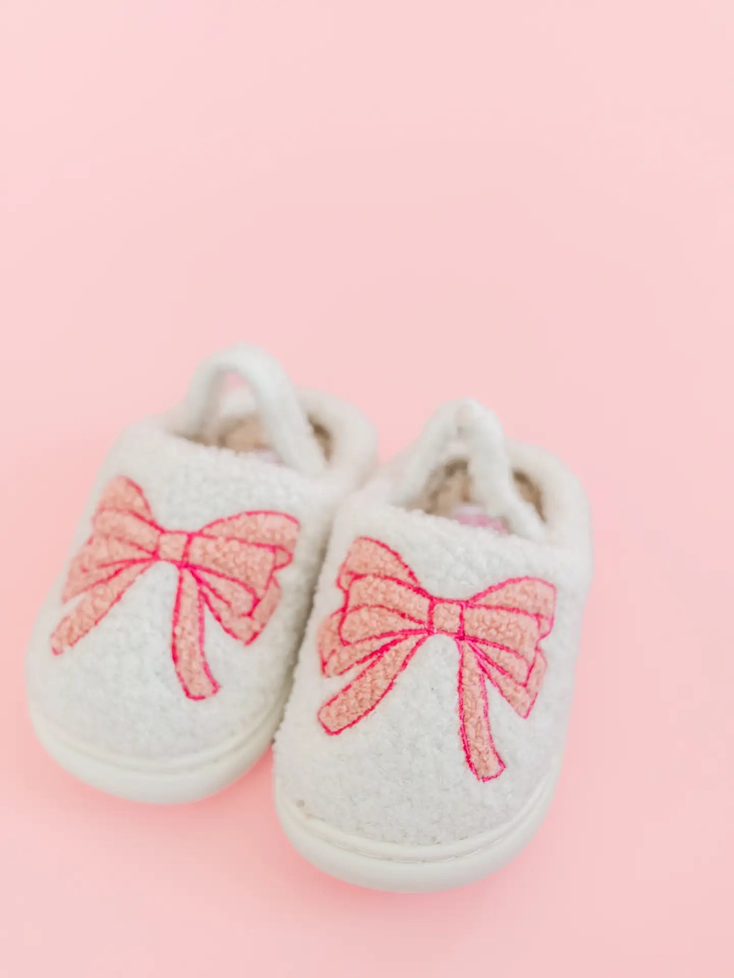 Kids Pink Bow Slippers