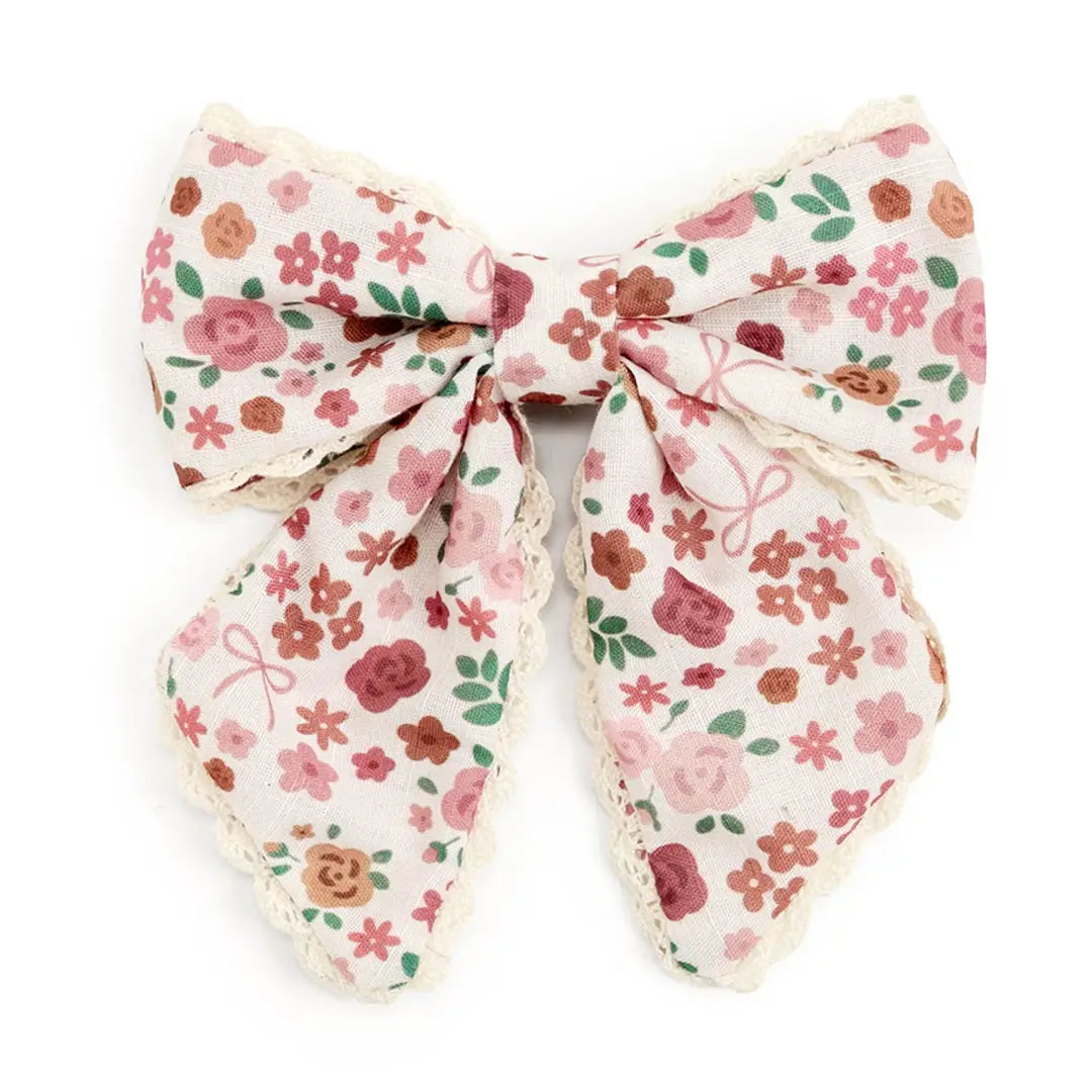 Sweet Wink Berry Floral Bow Clip