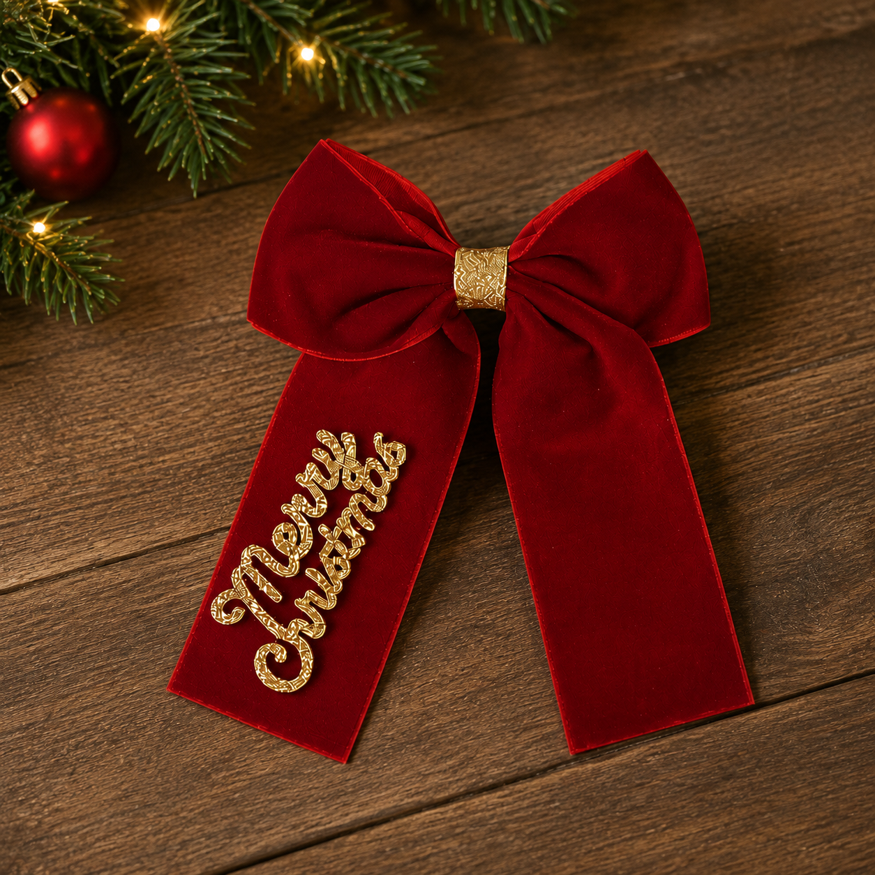 Velvet Hair Bow - Classic Christmas