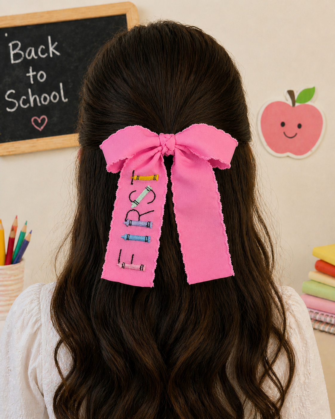 First Grade Crayon Hair Bow
