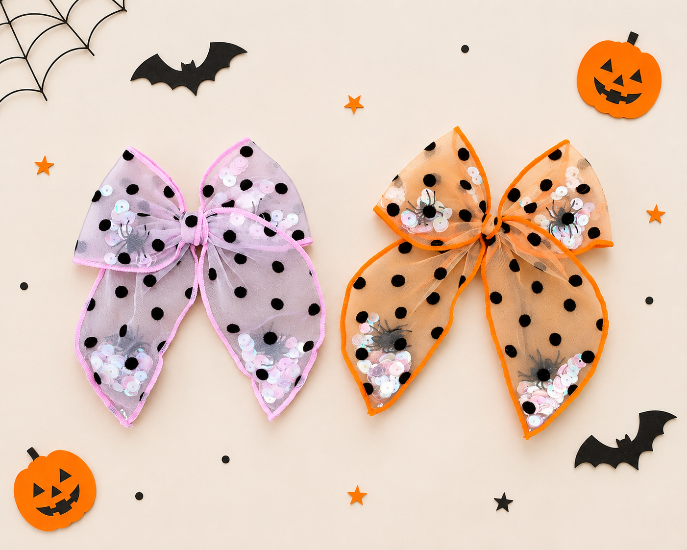 Mesh Shaker Bow - Spider Sprinkle (Multiple Color Options)