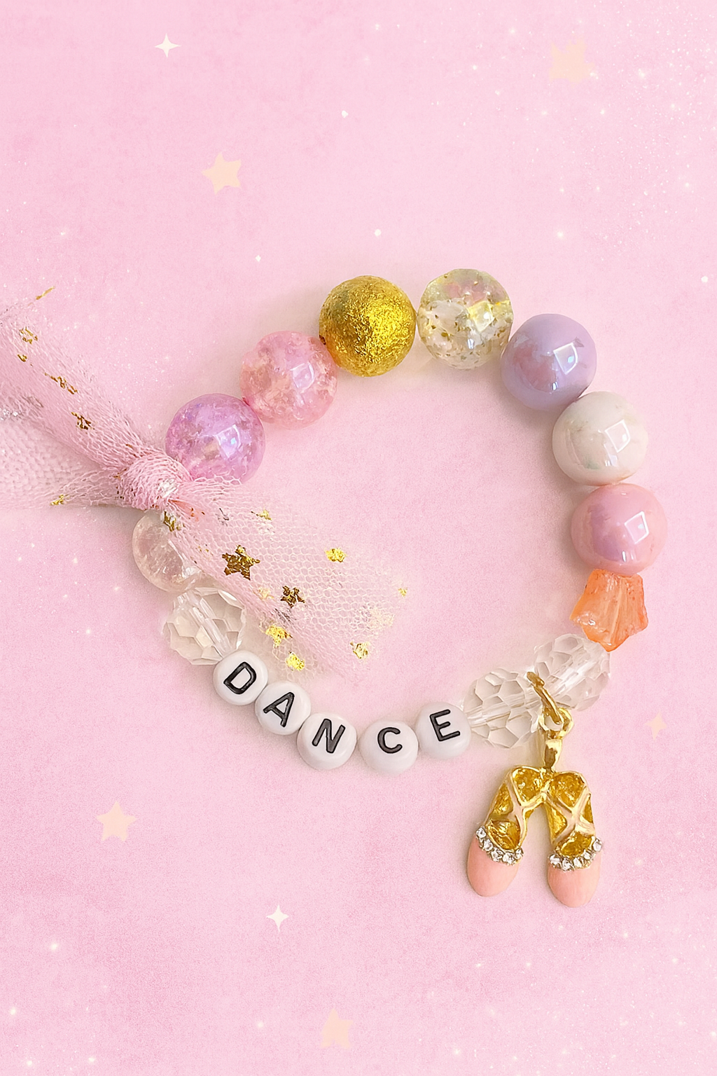 Crushed Glass Bead Stretch Bracelet - Dance