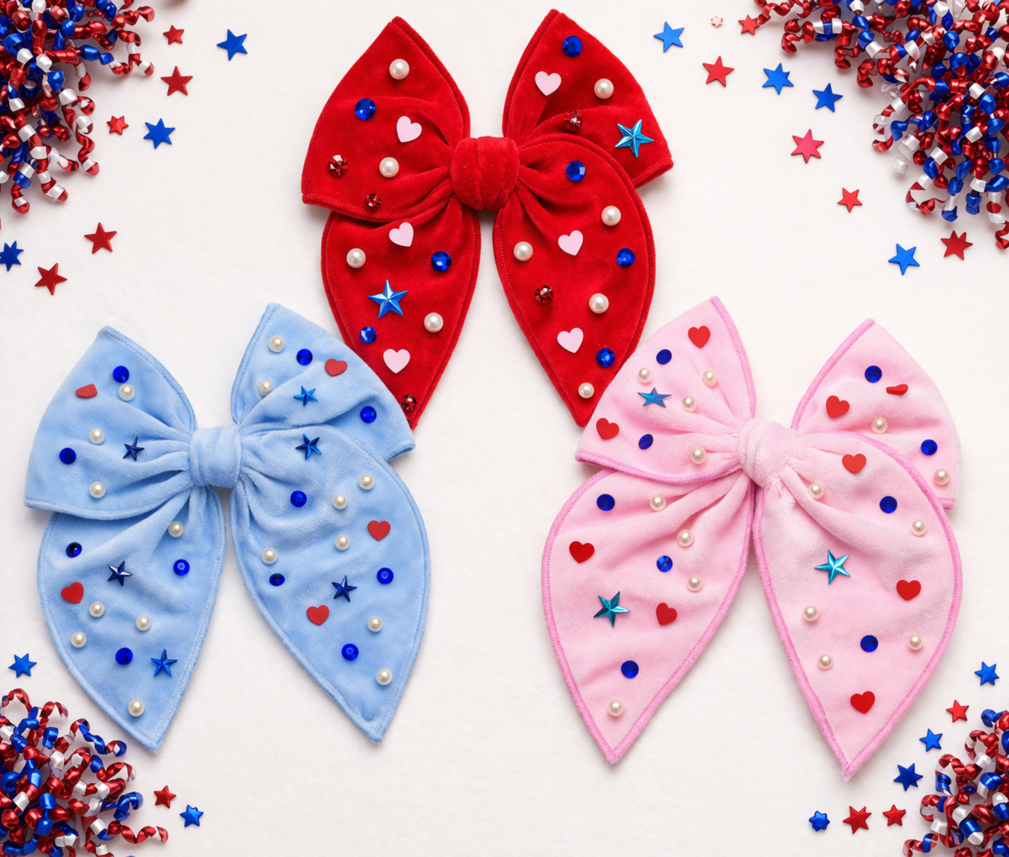 Patriotic Pearls Hair Bow - (Multiple Colors)
