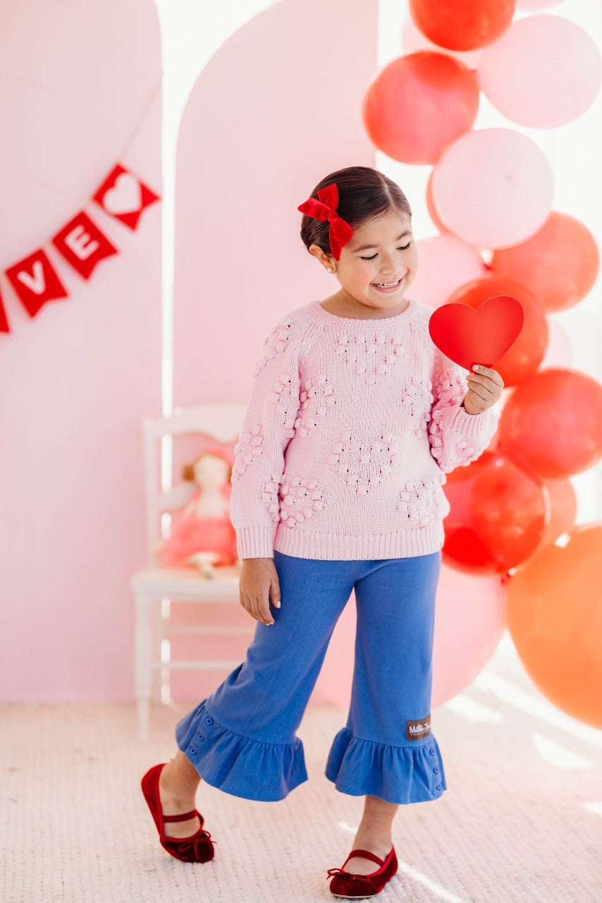 Pom Heart Sweater - Pink