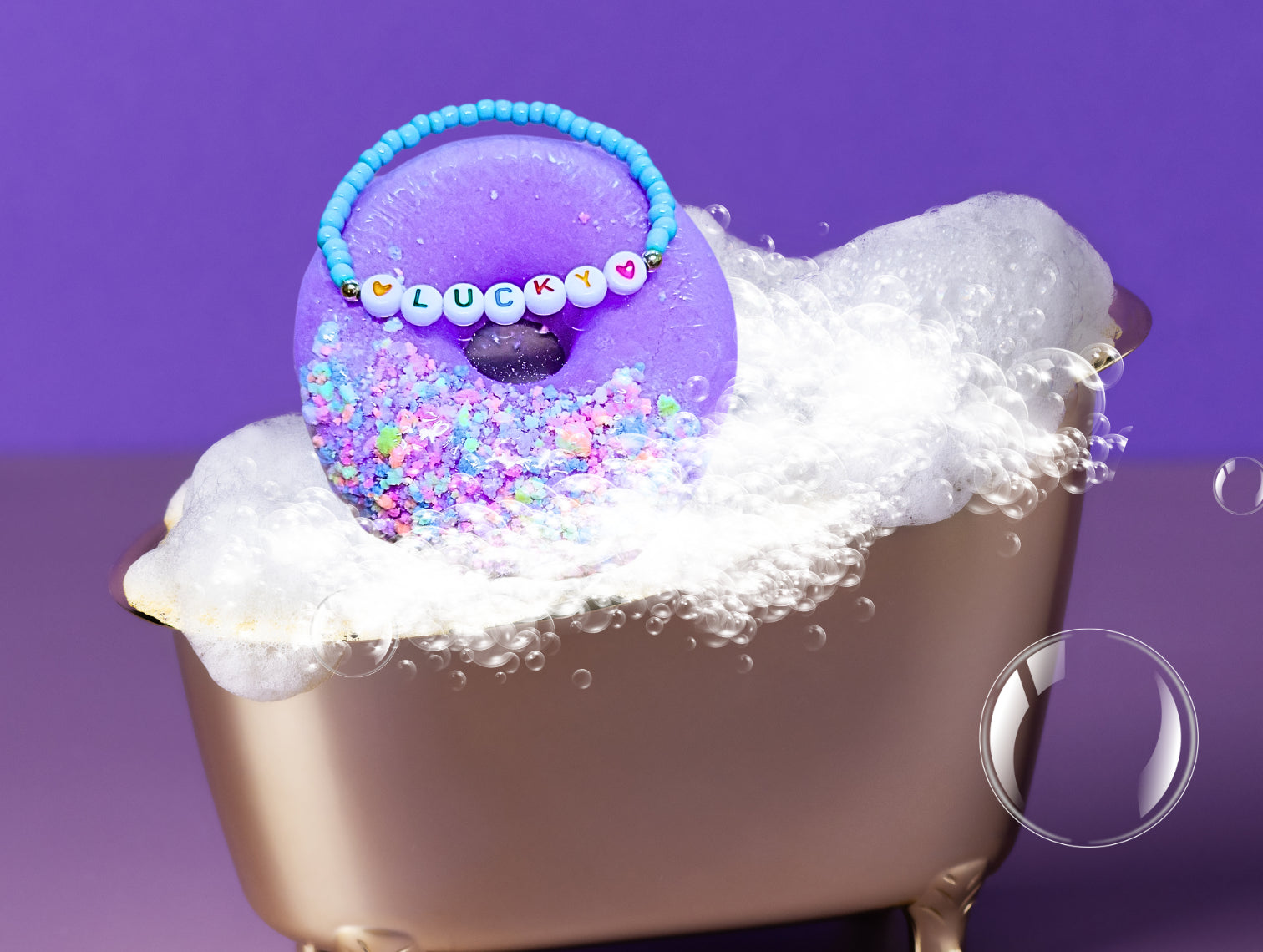 Purple Donut Bath Bomb and Bracelet Pack