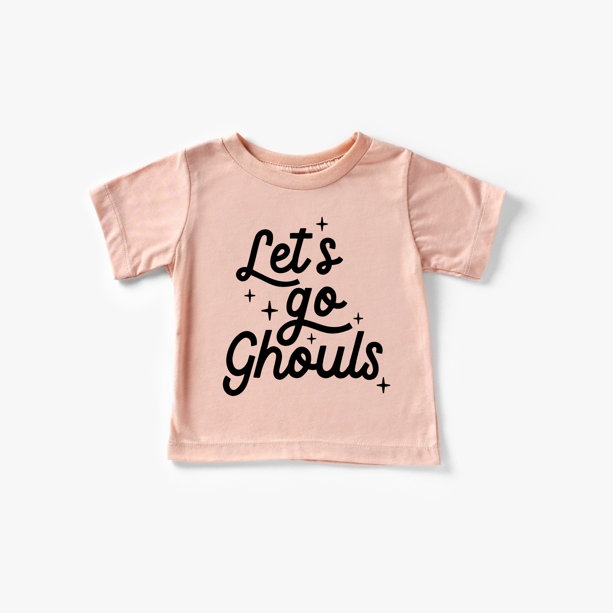 Let's go Ghouls Halloween Toddler and Youth Shirt: Peach / Black / 2T