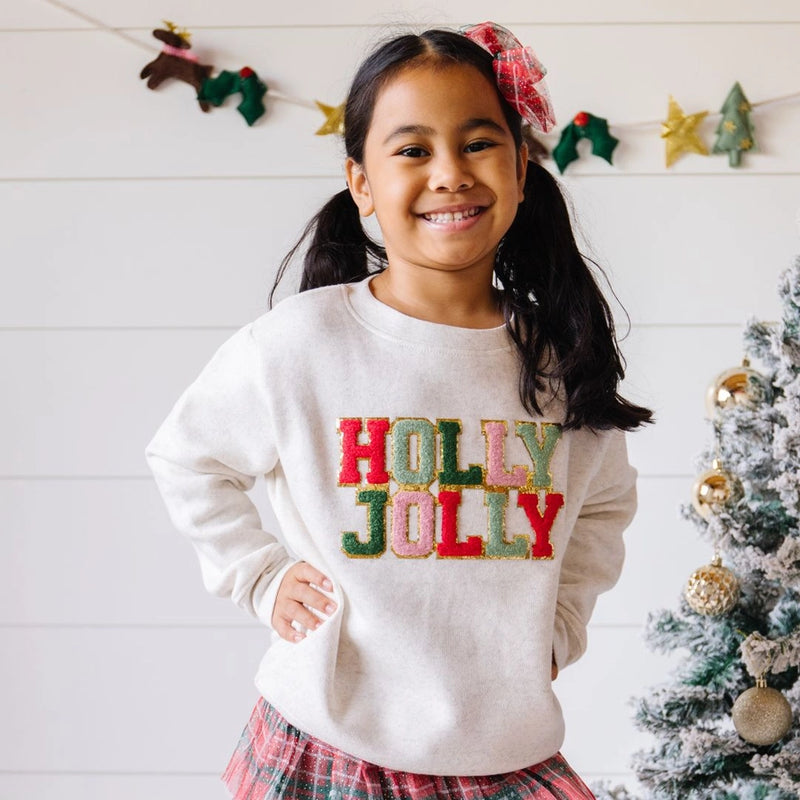 Holly Jolly Patch Christmas Sweatshirt - Kids