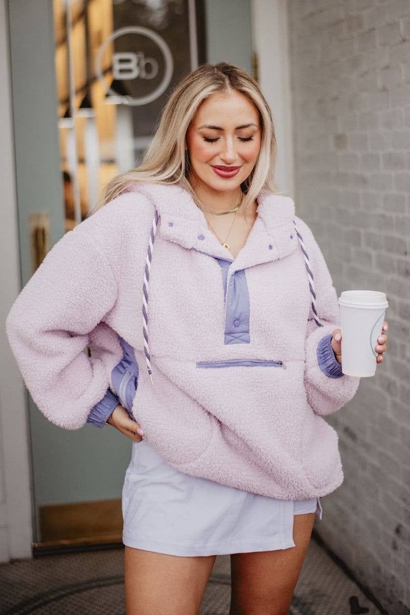 Light Purple Wholesale Two-Toned Sherpa Pullover: Light Purple / S