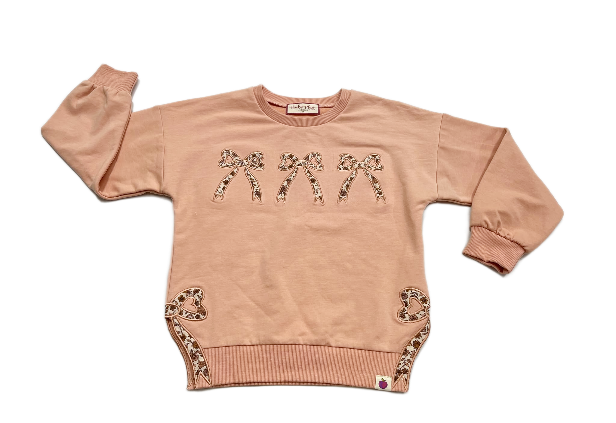 Women's Bow Applique Sweatshirt - Spiced Peach (Pre-Order)