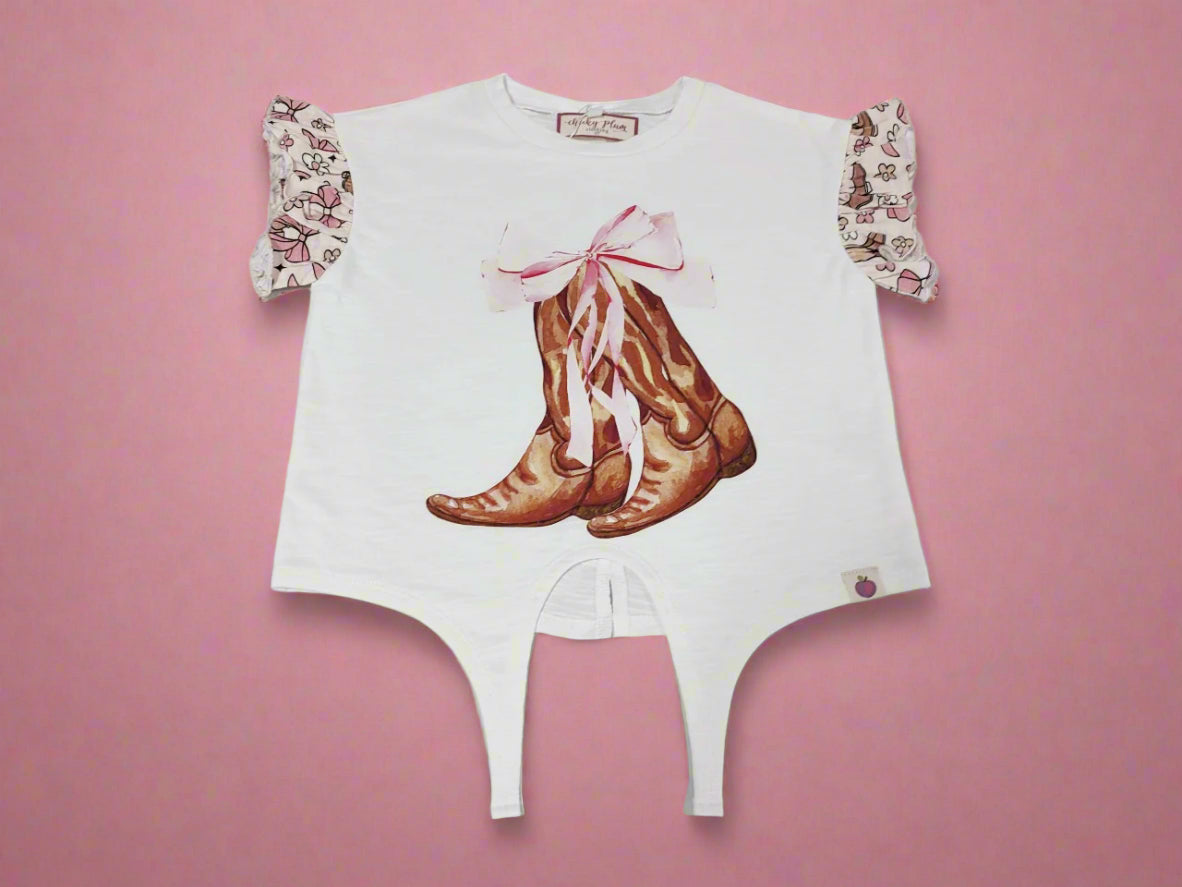 Tie Graphic Tee - Coquette Cowgirl