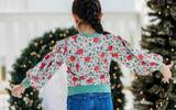 Puff Sleeve Sweater - Jingle Bell Blooms