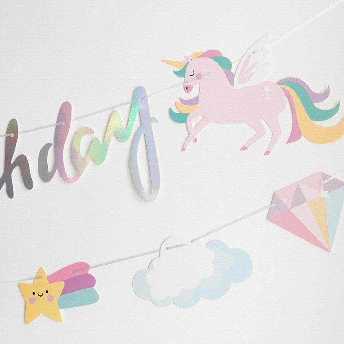 Unicorn Iridescent Birthday Garland