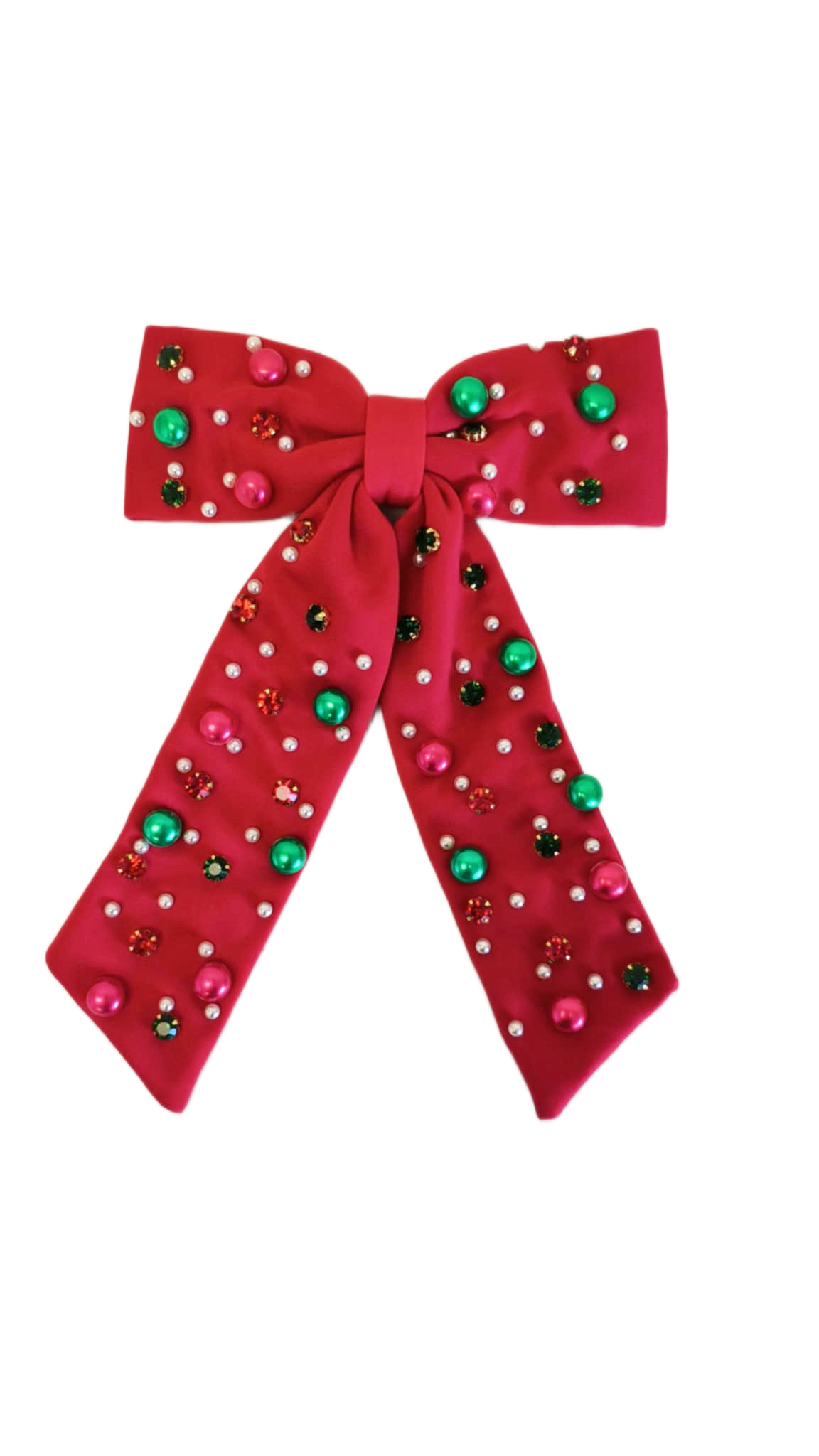 Beaded Hair Bow - Mistletoe Magic