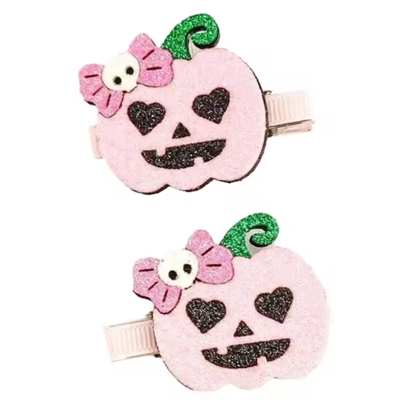 Glitter Pink Pumpkins Clip Set