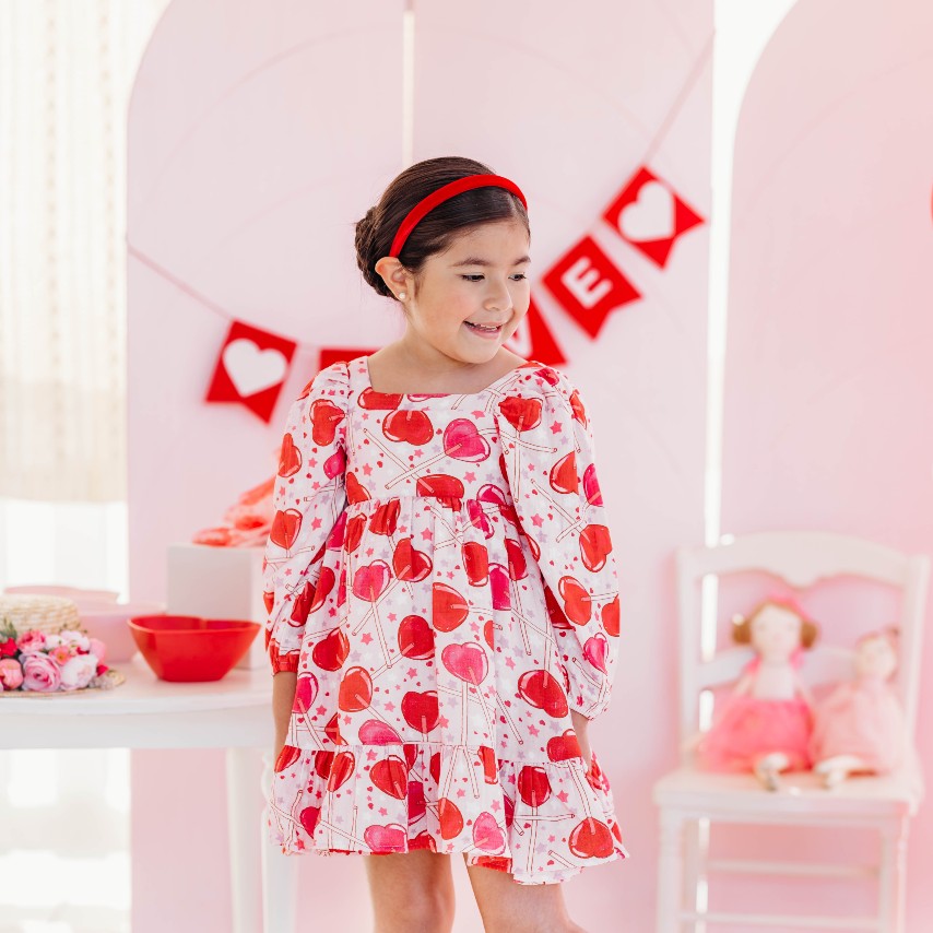 Puff Sleeve Dress - Lollipop Love