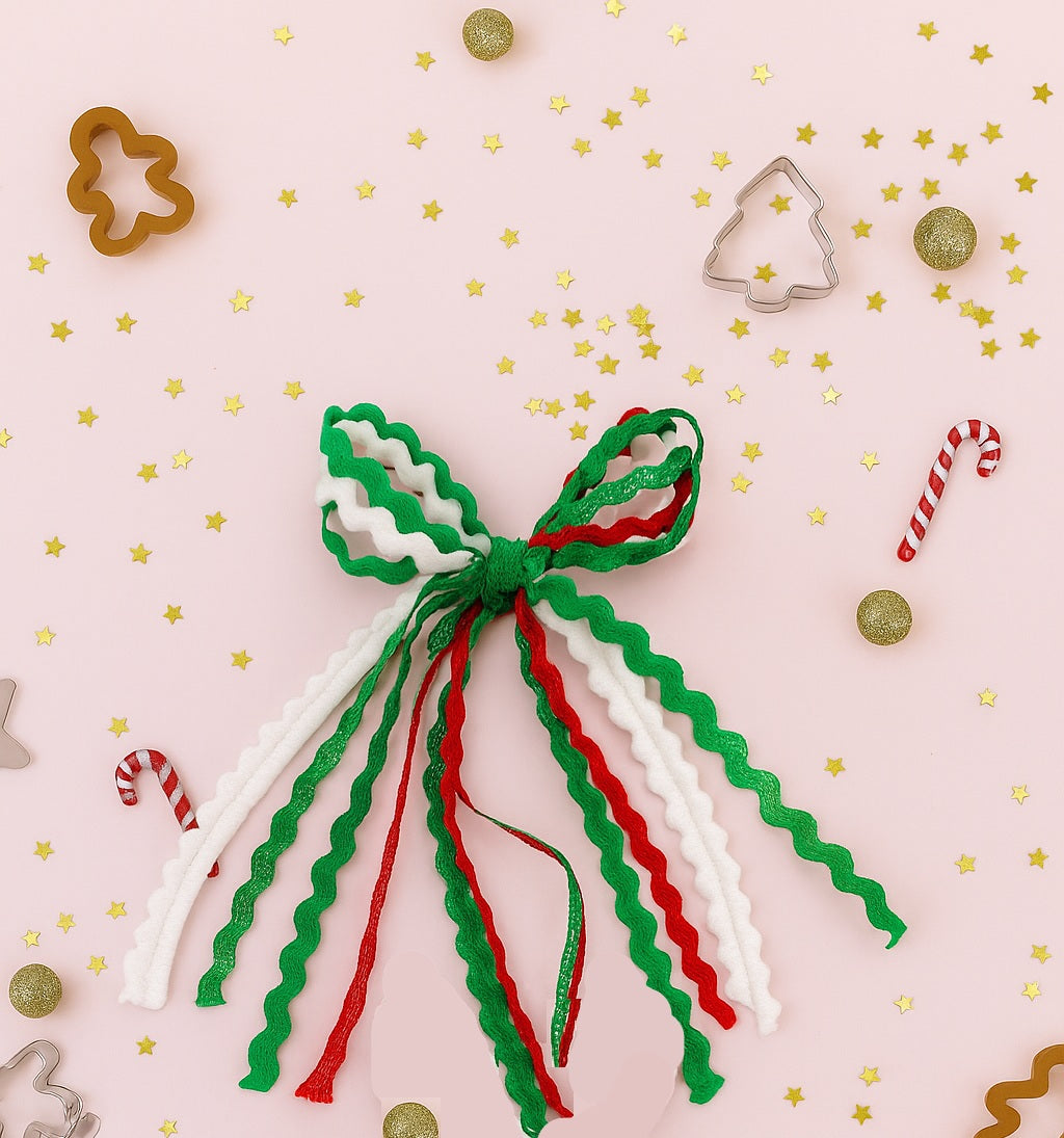 Textured Hair Bow - Mistletoe Magic