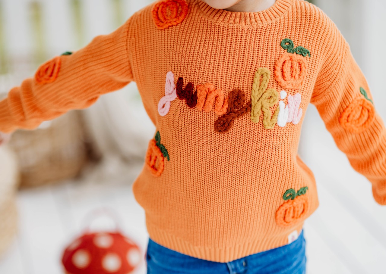 Embroidered Sweater - Pumpkin