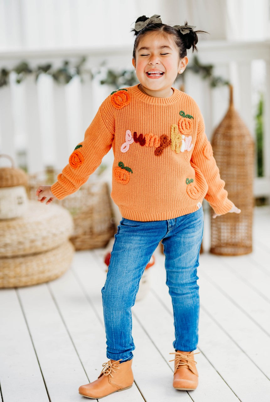 Embroidered Sweater - Pumpkin