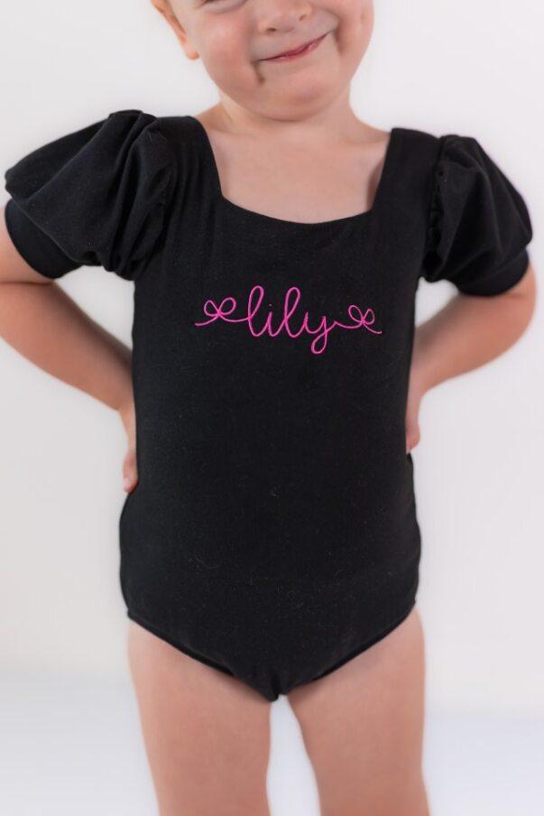 Puff Sleeve Leotard - Black Magic