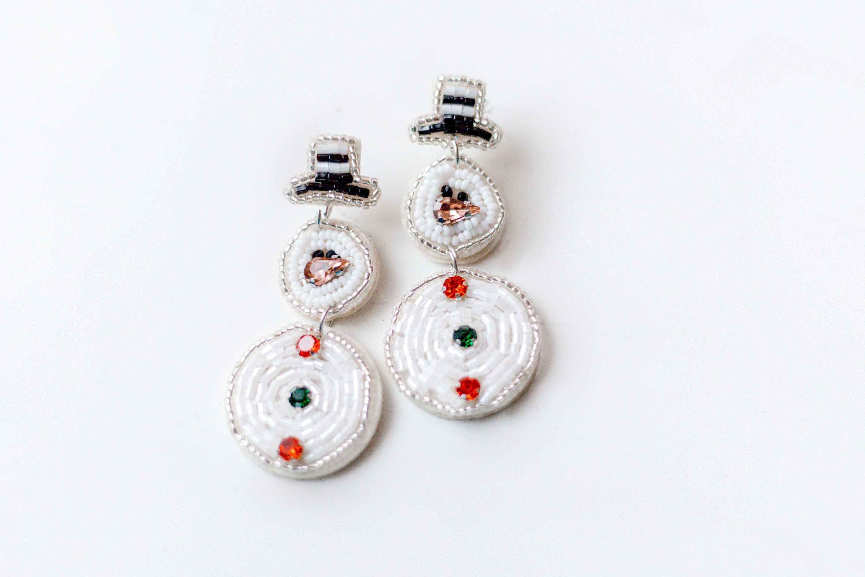 Beaded Earrings - Snowman Sparkle