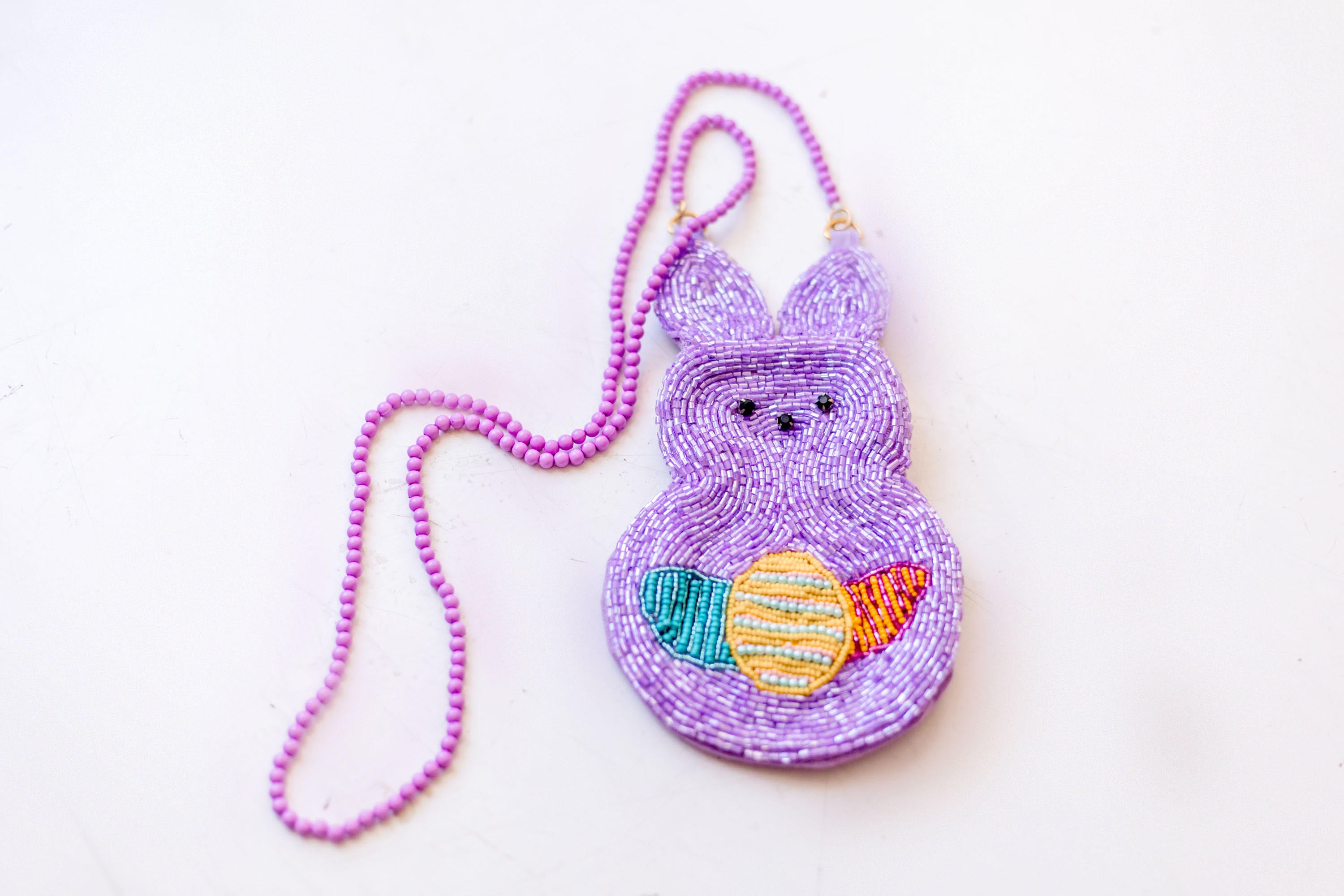 Beaded Tote Purse - Purple Peep