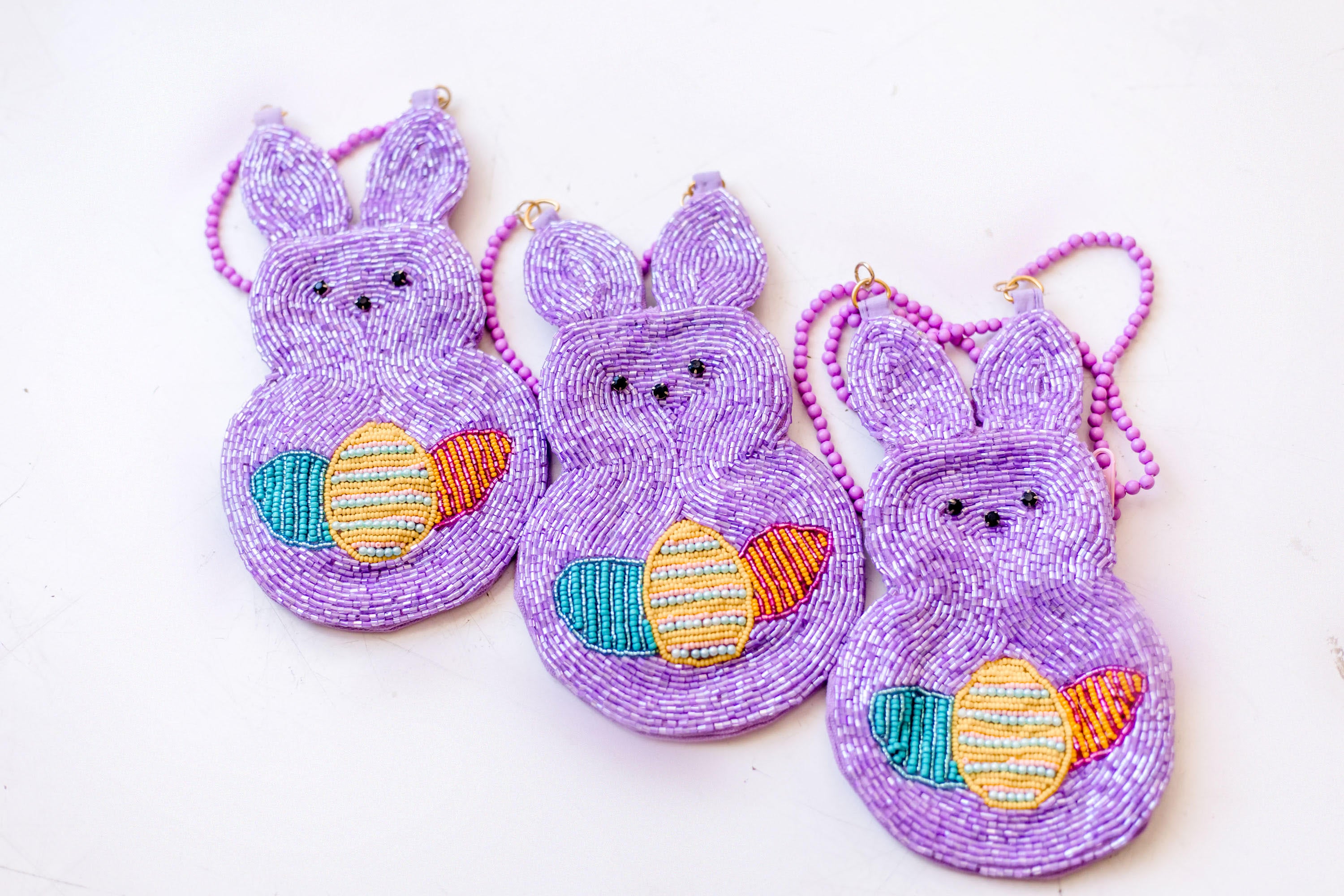 Beaded Tote Purse - Purple Peep