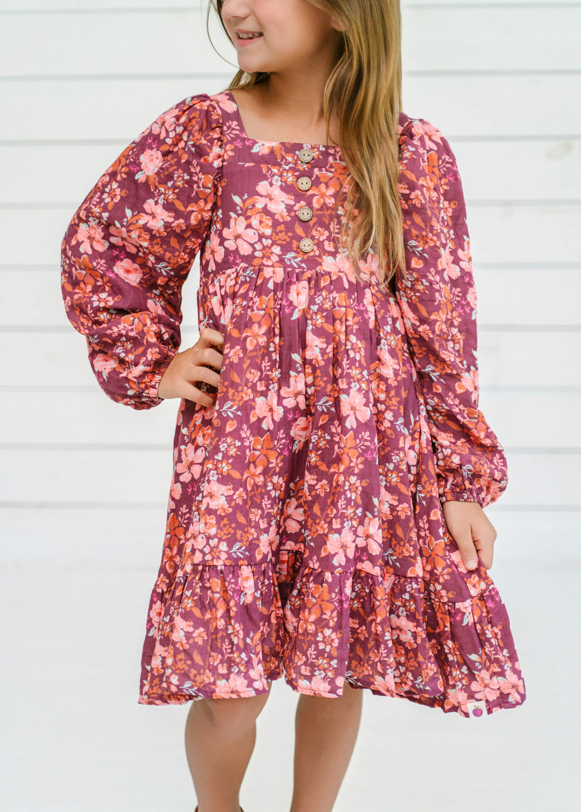 Puff Sleeve Gauze Dress - Floral Sonata