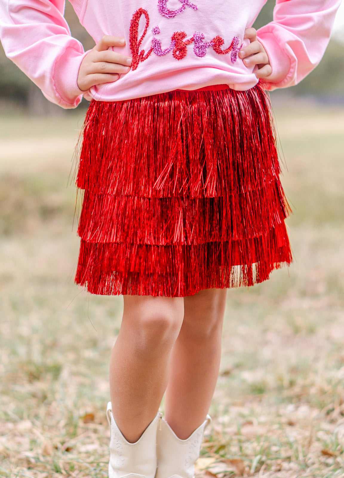 Sweetheart Sparkle Tinsel Skirt - Red