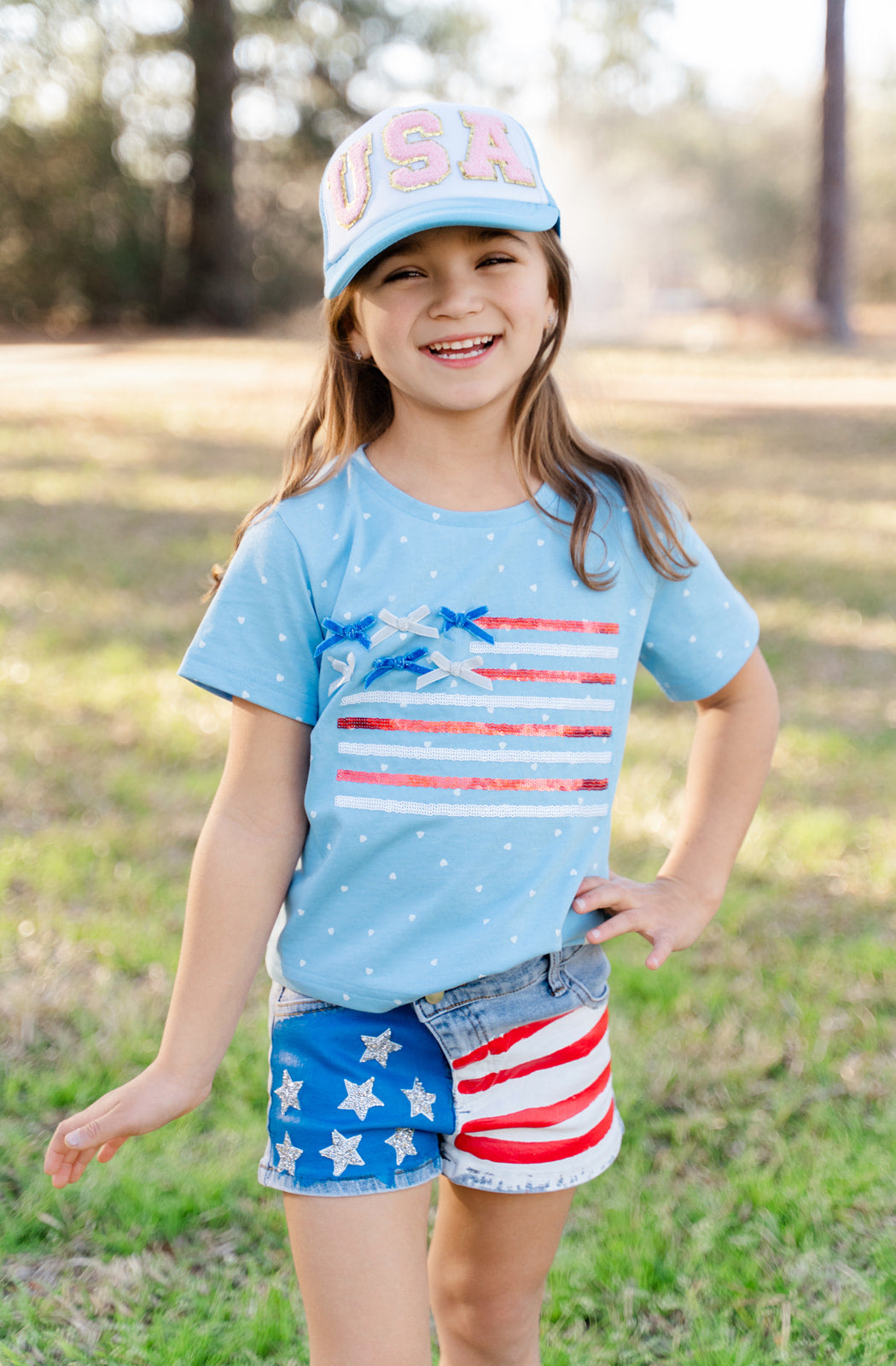 Graphic Tee - Blue Starry Ribbon