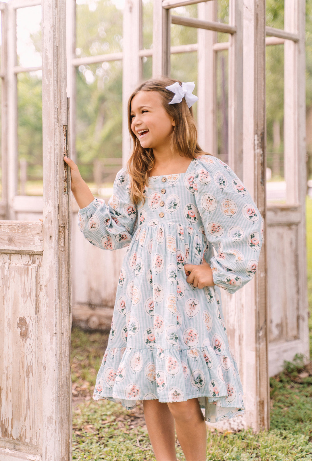 Puff Sleeve Gauze Dress - Tea Garden