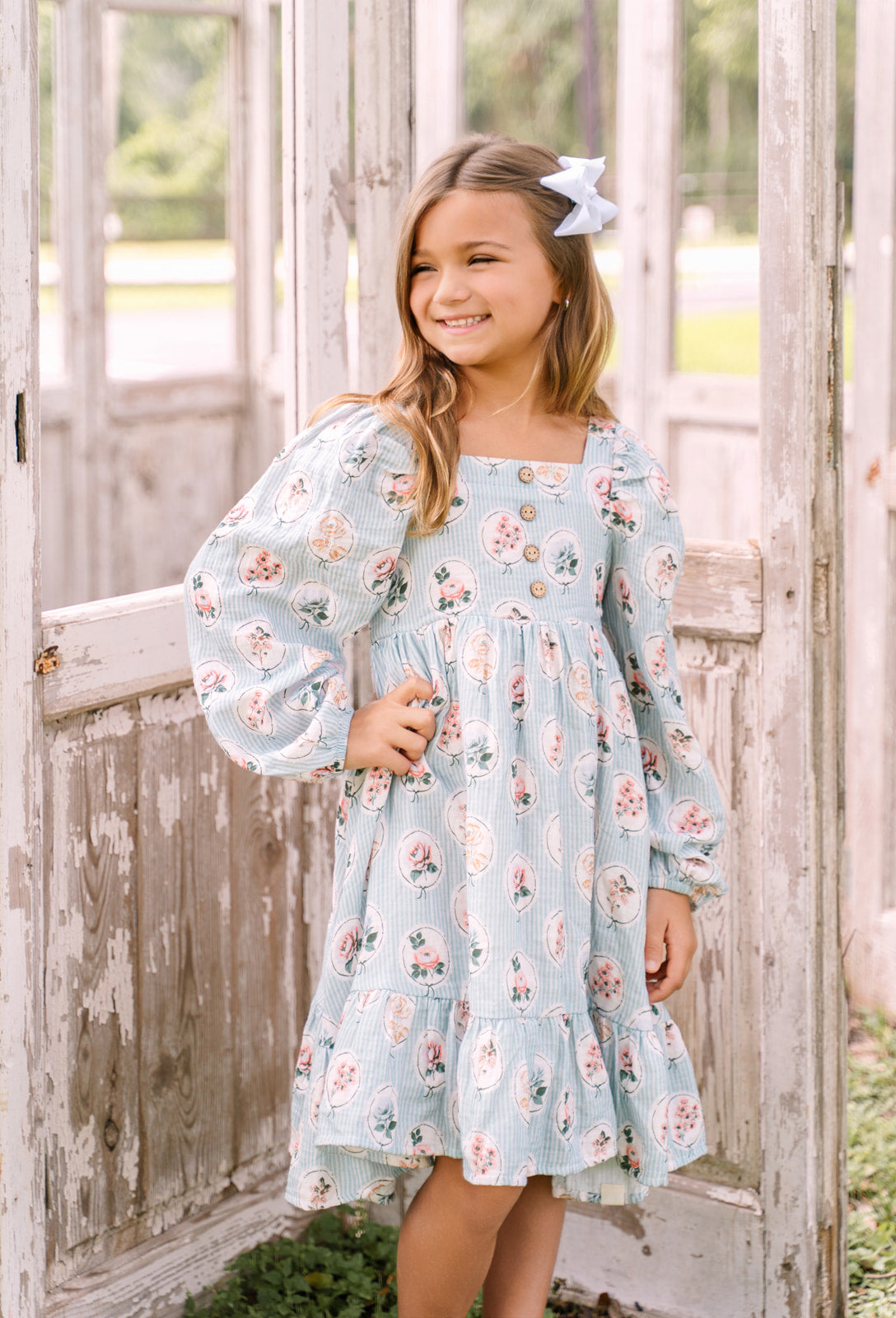 Puff Sleeve Gauze Dress - Tea Garden