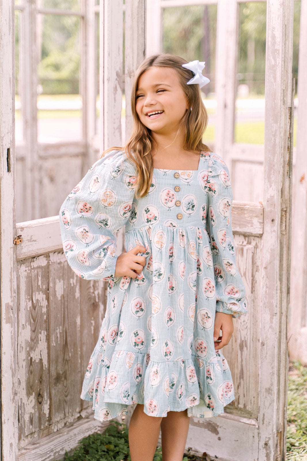 Puff Sleeve Gauze Dress - Tea Garden