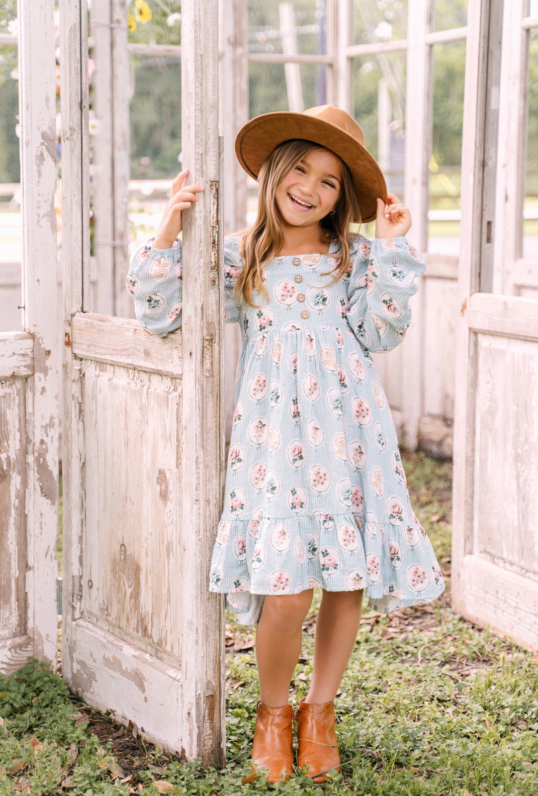 Puff Sleeve Gauze Dress - Tea Garden