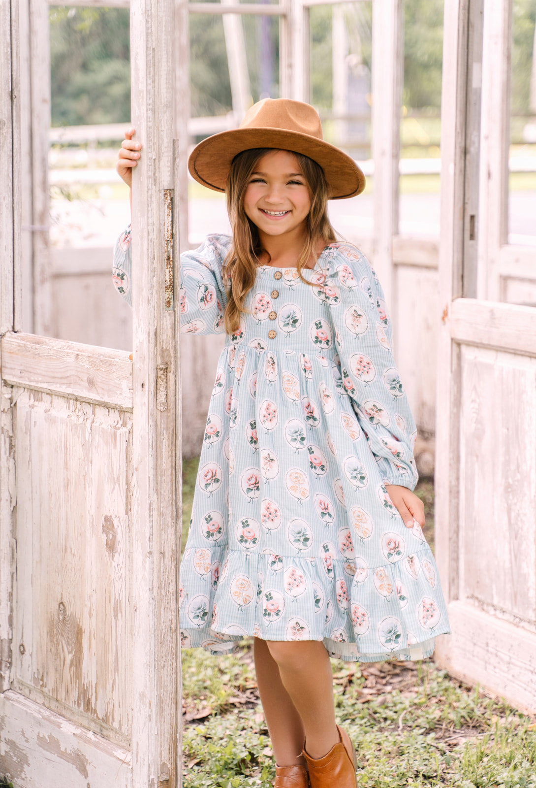 Puff Sleeve Gauze Dress - Tea Garden
