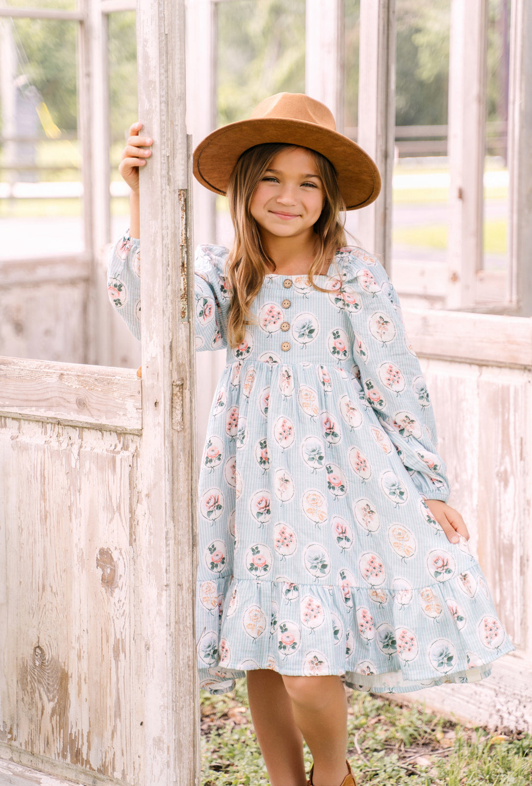 Puff Sleeve Gauze Dress - Tea Garden