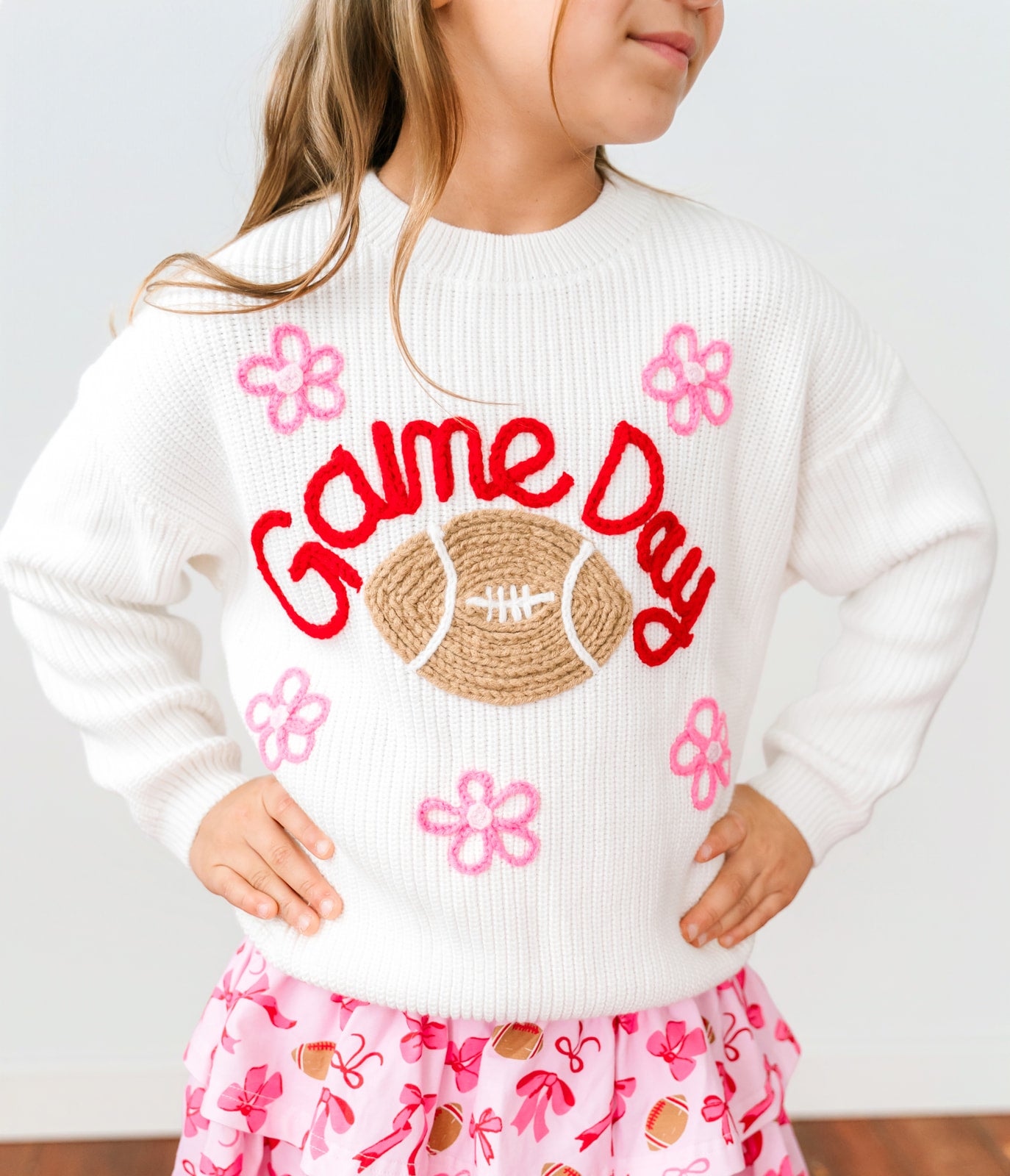 Embroidered Knit Sweater - Game Day Cutie