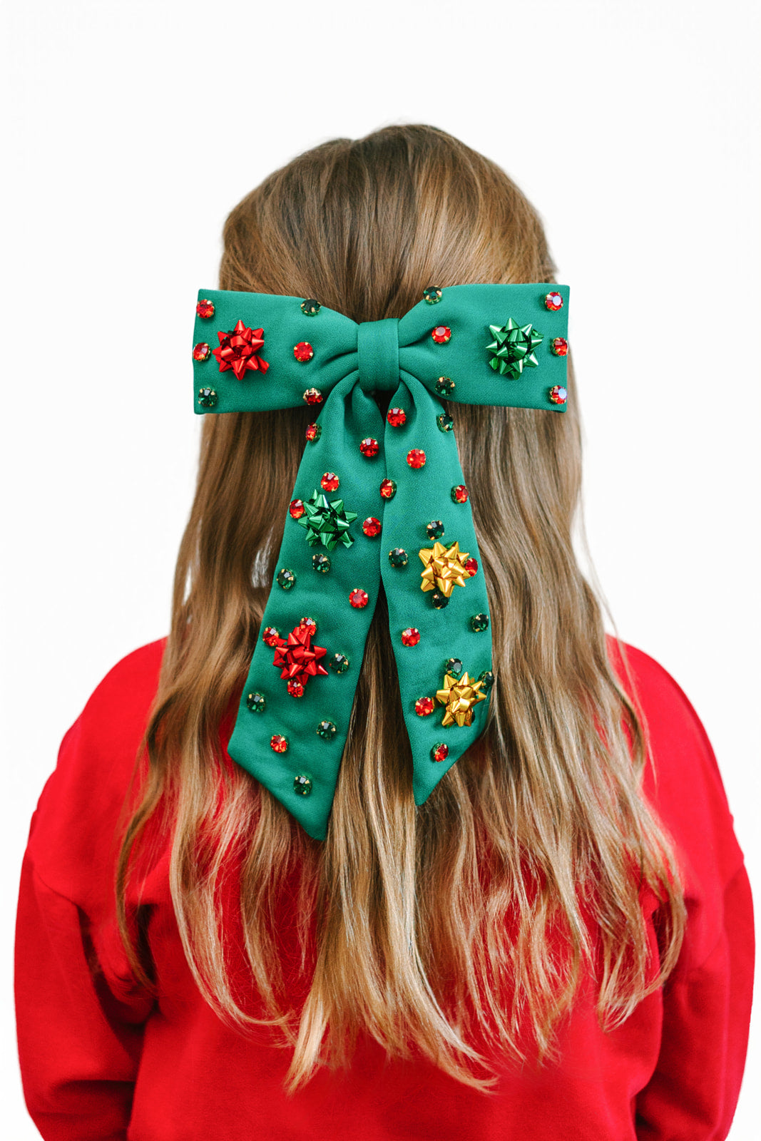 Beaded Hair Bow - Yuletide Shine