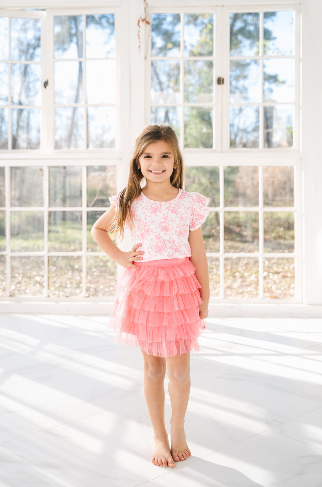 Ribbed Ruffle Top - Toile de Rose (Pre-Order)