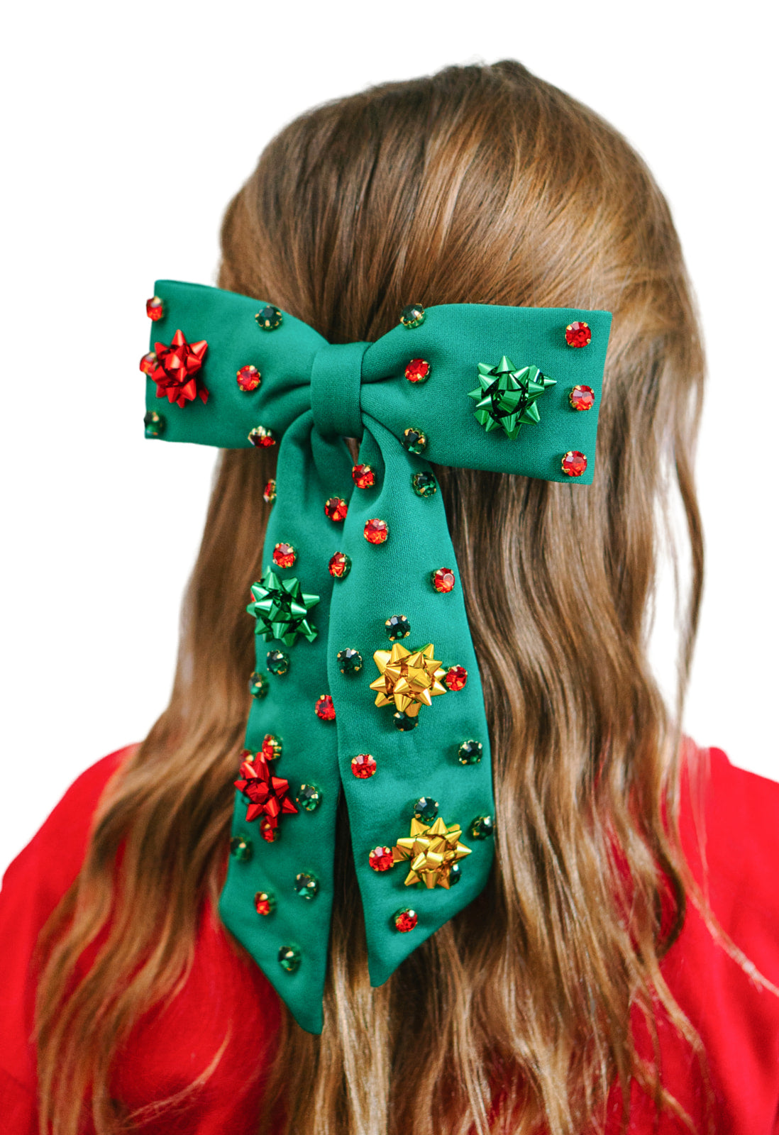 Beaded Hair Bow - Yuletide Shine