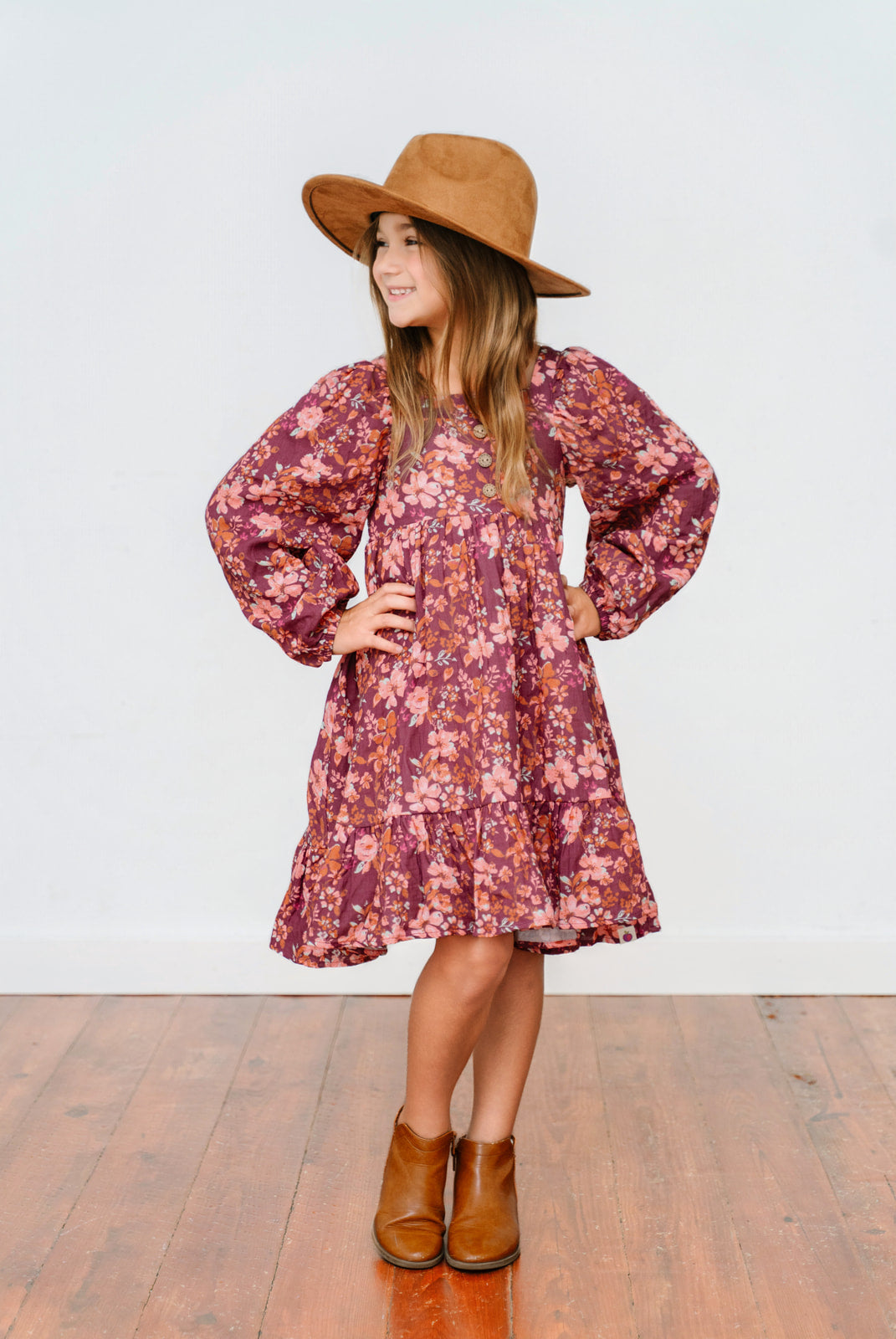 Puff Sleeve Gauze Dress - Floral Sonata