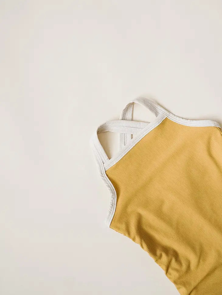 Orcas Lucille Cross-Back One-Piece Swimsuit - Mustard