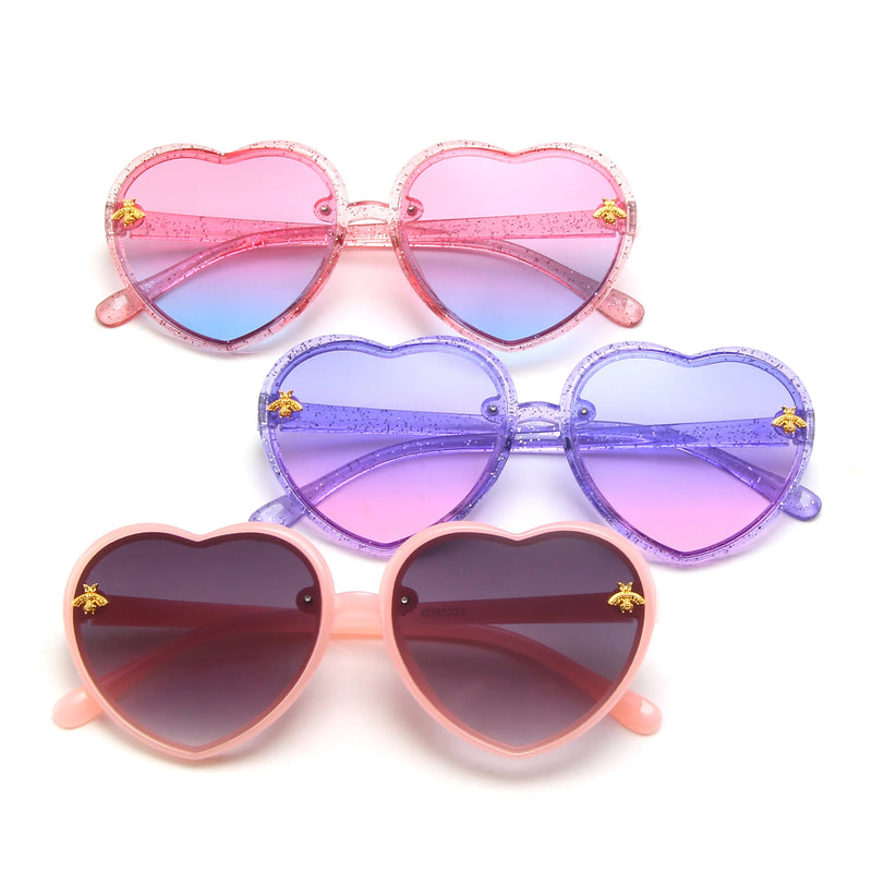 Heart Sunglasses - Purple Glitter