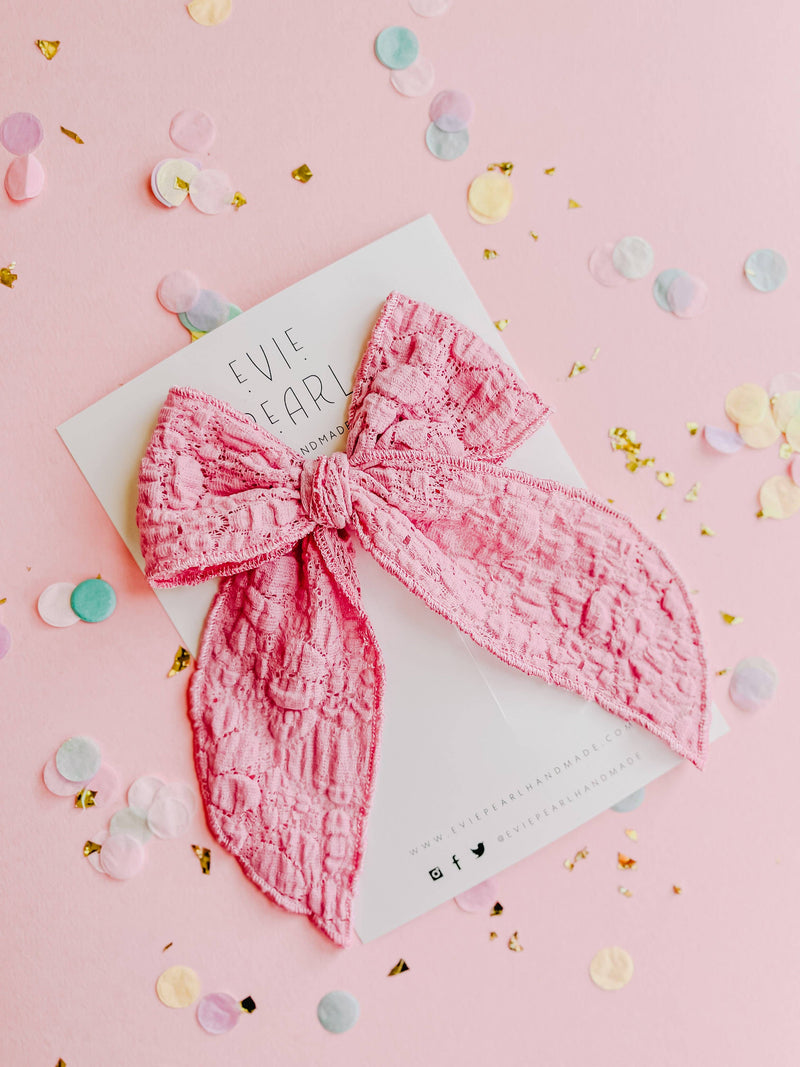 Pink Lacey Oversized Bow